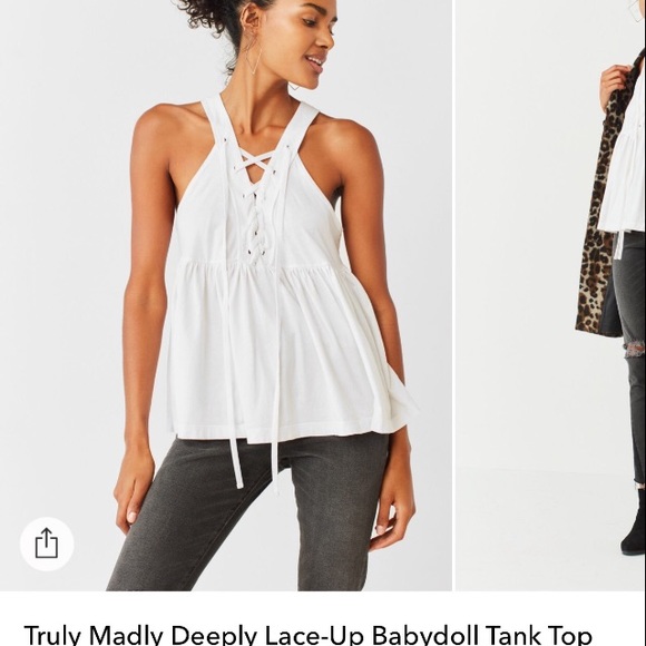 UO Baby Doll Lace Up Top - Picture 1 of 7